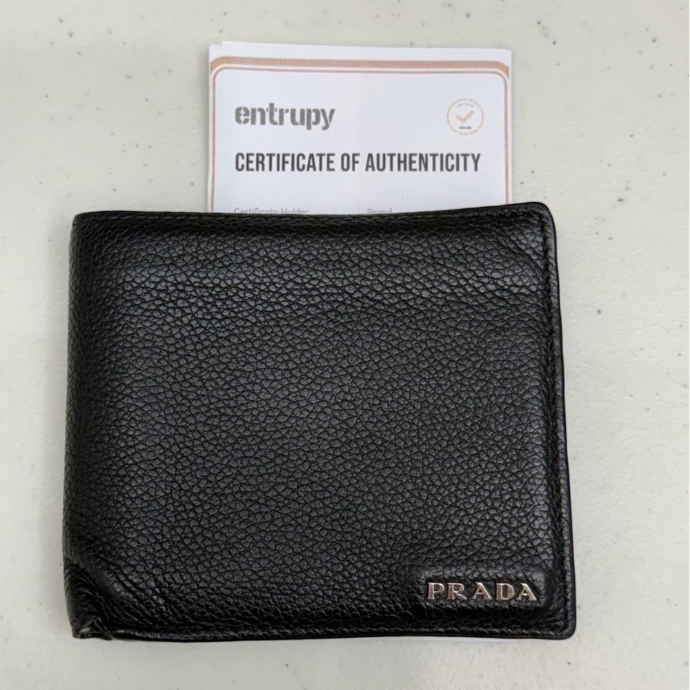Prada Mens Bifold Leather Wallet Black Designer Saffiano - Picture 4 of 11